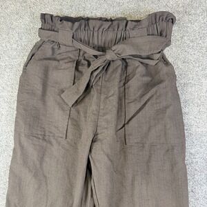 Vanilla Bay Pants Women 27x27 Charcoal Gray Rayon Paperbag Tie Waist Tapered Leg